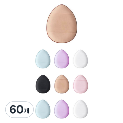 떼루와 초밀착 미니 물방울 에어 쿠션 퍼프 개별포장, 60개, 랜덤발송