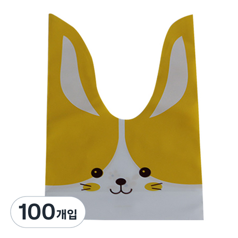 티나피크닉 귀쫑긋 보자기 선물포장지 소, 노랑토끼, 100개입