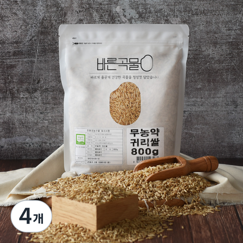 바른곡물 국내산 무농약 귀리쌀, 800g, 4개