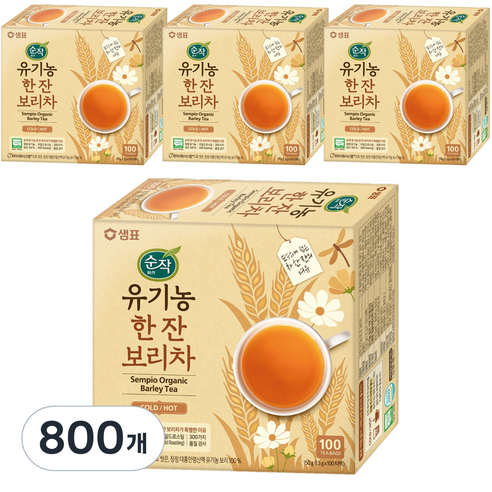 순작 유기농 한 잔 보리차, 1.5g, 100개입, 8개