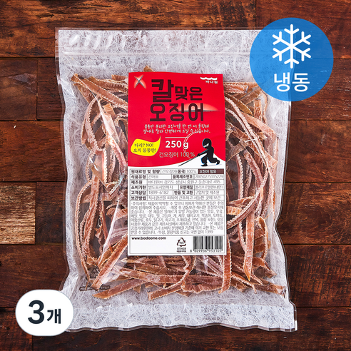 바다원 칼맞은 오징어 (냉동), 250g, 3개