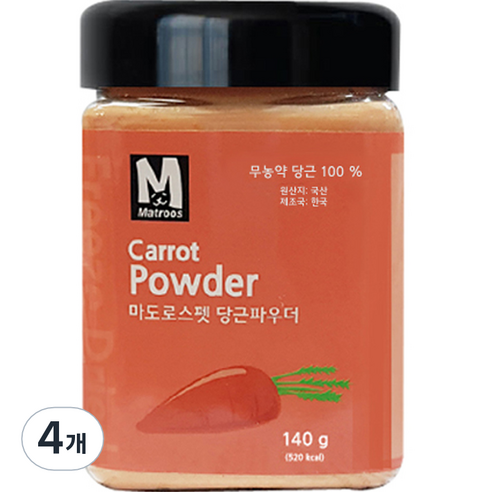 마도로스펫 애완동물 당근 파우더, 140g, 4개
