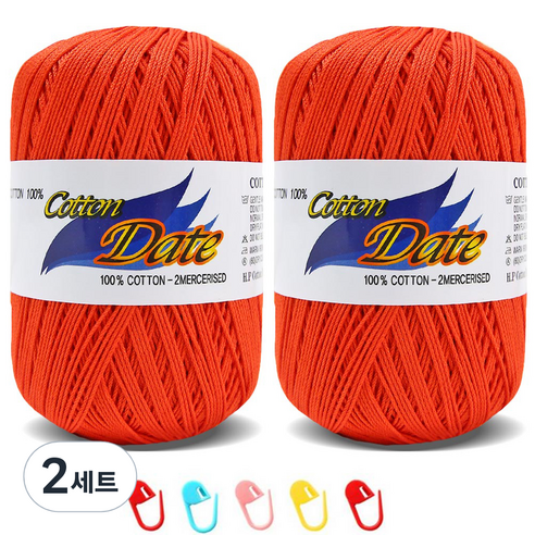 니뜨 코튼데이트 뜨개실 75g 2p + 단수링 5p 세트, 683 주황, 2세트