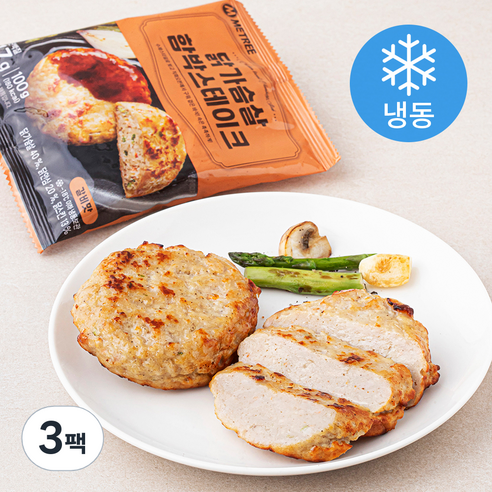 미트리 닭가슴살 함박스테이크 갈비맛 (냉동), 100g, 3팩