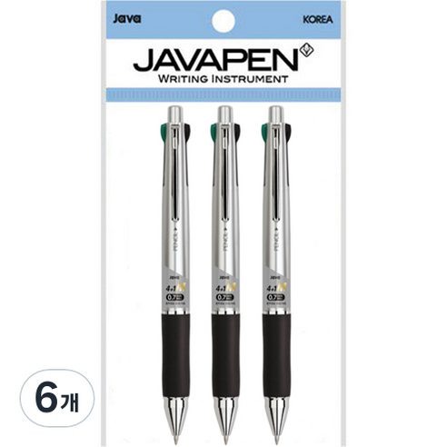 자바펜 제트4+1M 멀티펜 0.7mm, 메탈실버, 6개