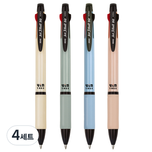 자바펜 제트 3볼 biz 빈티지 펜 4종 세트 0.7mm, BLUE, YELLOW, OLIVE, PEACH, 4세트