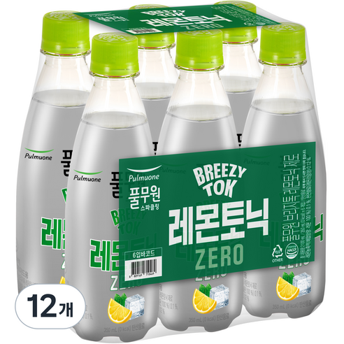 풀무원 브리지톡 레몬토닉제로 탄산음료, 12개, 350ml