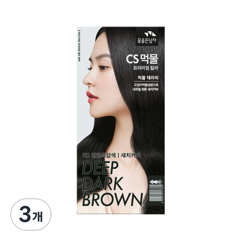꽃을든남자 CS먹물 프리미엄 칼라크림 일반염모제, N2 진한흑갈색, 3개