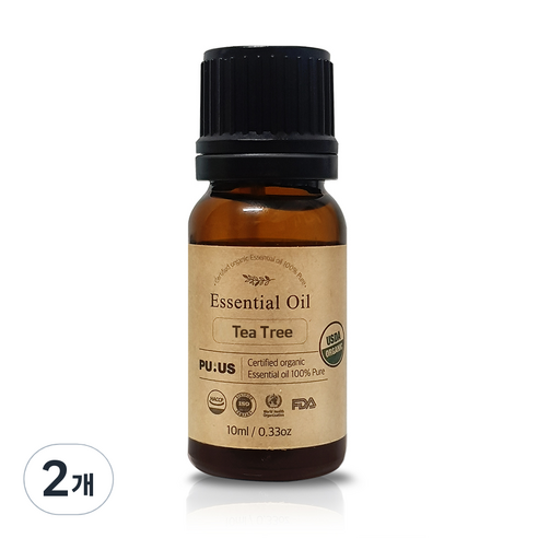 퓨어스 유기농 티트리오일, 10ml, 2개