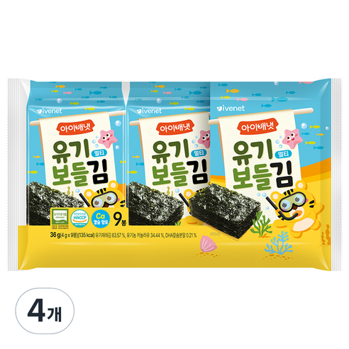 아이배냇 유기 보들김 멀티 9p, 김맛, 36g, 4개