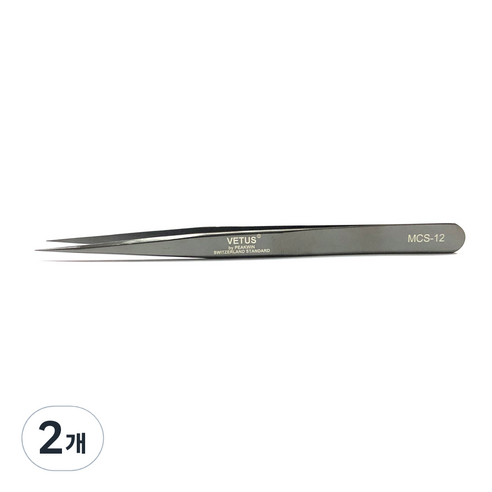 비투스 속눈썹 핀셋 MCS-12, 블랙, 2개