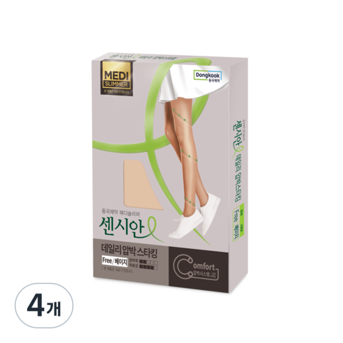 동국제약 센시안 데일리 의료용 압박스타킹, 4개, 살구/베이지색, 팬티형