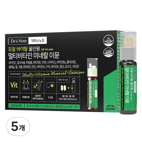 닥터스노트 팔레오 멀티비타민 미네랄 이뮨 151.2g, 7회분, 5개