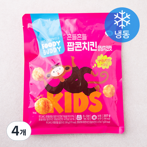 푸디버디 흔들흔들 팝콘치킨 양념치킨맛 (냉동), 207g, 4개