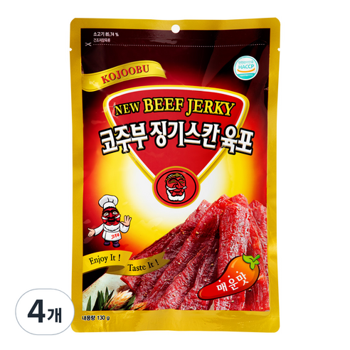 코주부 징기스칸 육포 매운맛, 130g, 4개