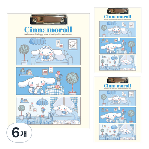 산리오 클립보드 V2 시나모롤 A4, 블루, 6개