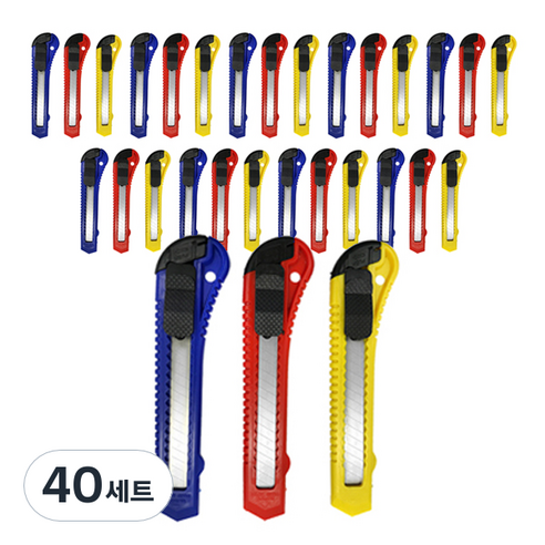 블루마토 사무용 커터칼 18mm 대형 납작형 CTK006 3p, 랜덤 발송, 40세트