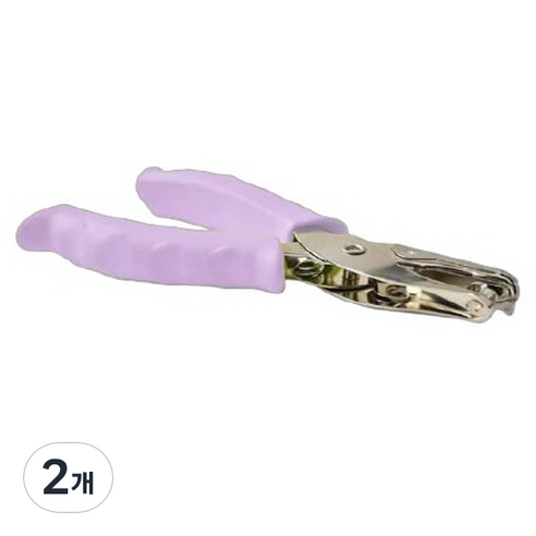 마다꾸미 컬러 핸드 1공 펀치 3mm, 파스텔퍼플, 2개