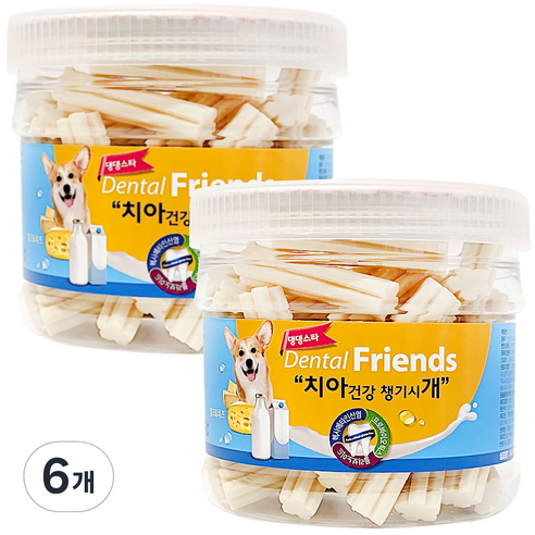 댕댕스타 강아지 덴탈프랜즈 간식, 밀크 앤 치즈, 300g, 6개