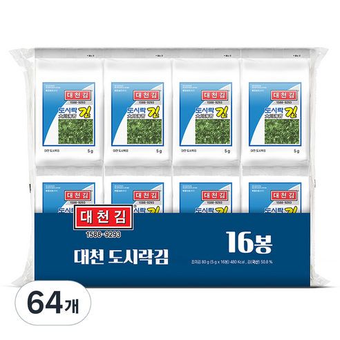 대천김 재래 도시락김 DC1128, 5g, 64개
