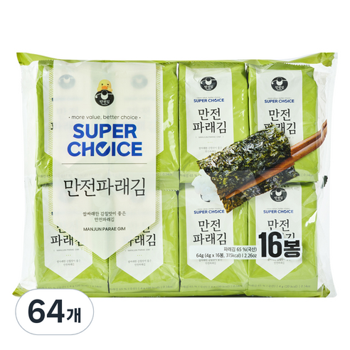 만전김 슈퍼초이스 파래김, 4g, 64개