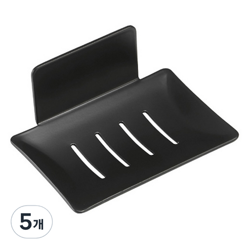 무식이네 호텔식 3M 강력접착 스텐 비누받침대, 블랙, 5개
