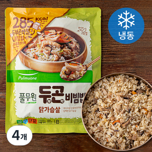 풀무원 두부곤약 비빔밥 닭가슴살 (냉동), 400g, 4개
