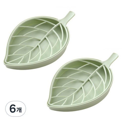 하이엉클 파스텔 나뭇잎 비누 받침대, 그린, 6개