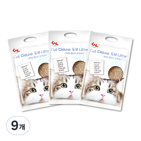 CNL라이프 디럭스 고양이 두부 모래 오리지널, 7L, 9개