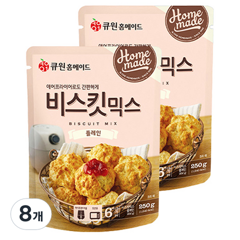 큐원 홈메이드 비스킷믹스 플레인, 250g, 8개