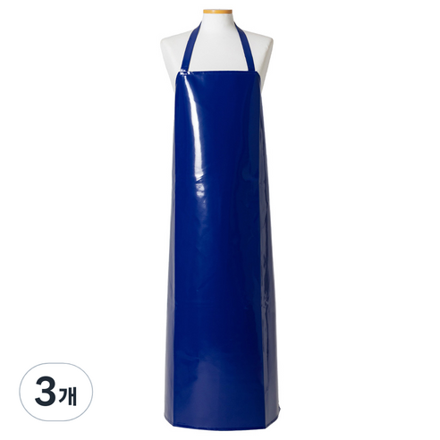 로사홈 양면코팅 고급 롱 방수 앞치마, 파랑, 3개
