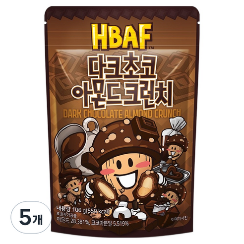 바프 다크초코 아몬드 크런치, 5개, 100g
