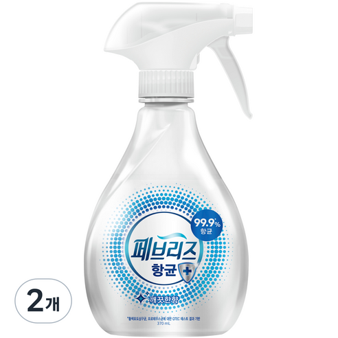 페브리즈 플러스 섬유탈취제, 370ml, 2개, 깨끗한 향