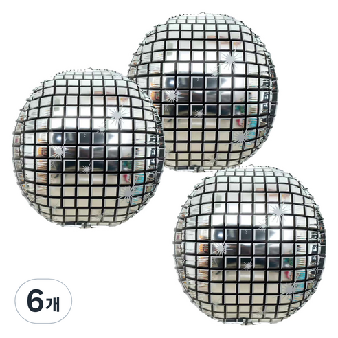 파티공구 4D 미러볼풍선 특대, 혼합색상, 6개