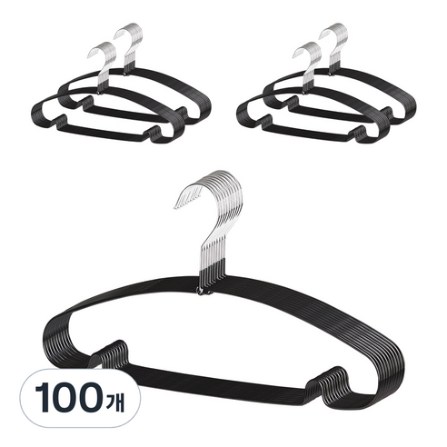 조은리빙 코팅 논슬립 옷걸이, 100개, 블랙