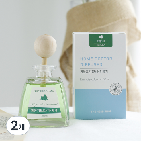 더허브샵 홈닥터 디퓨져, 피톤치드&악취제거, 100ml, 2개