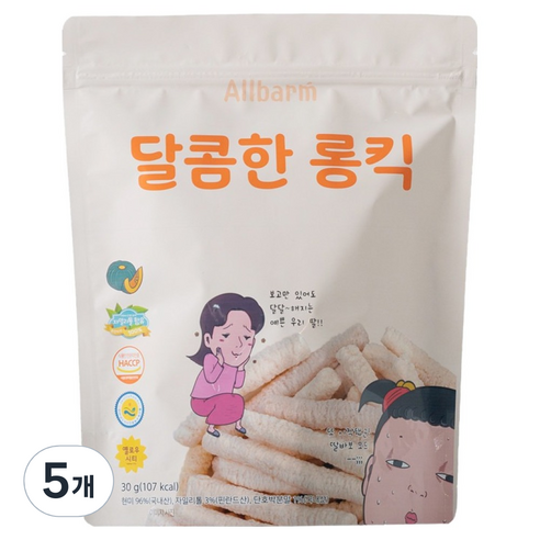 올바름 달콤한롱킥 간식, 단호박맛, 30g, 5개