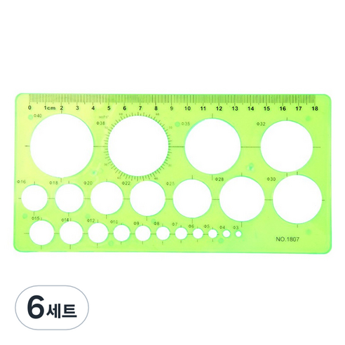 마다꾸미 컬러 도형 원형자, 03 그린(원형자), 6세트
