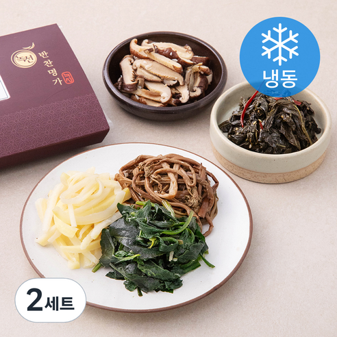 녹선 기본 나물 반찬 맛고사리나물 100g+ 맛도라지나물 100g + 맛취나물 80g + 맛건표고버섯볶음 80g + 맛깻잎들기름볶음 80g 5종 세트(냉동), 2세트