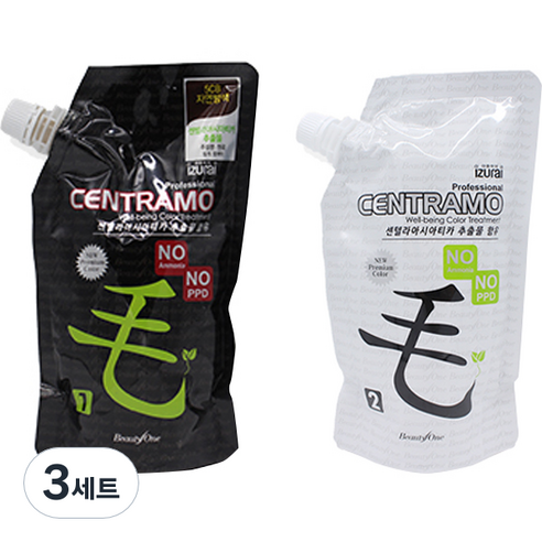 프리미엄 센트라모 코팅 칼라 크림 1제 염모제 500g + 2제 산화제 500g, 5CB 자연밤색, 3세트