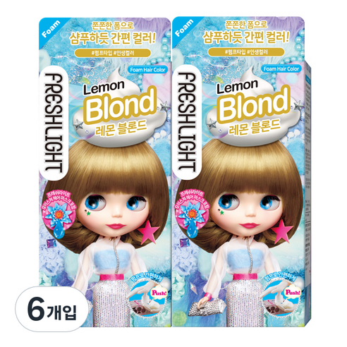 프레쉬라이트 거품타입 헤어컬러 염색, 레몬블론드, 6개입