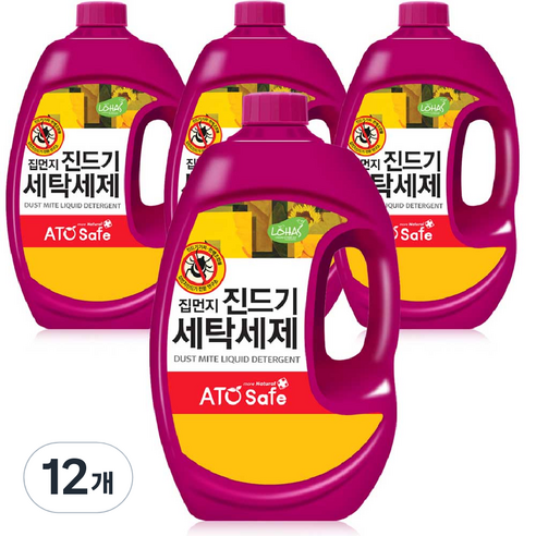 아토세이프 드럼겸용 집먼지진드기 세탁세제 본품, 2.5L, 12개