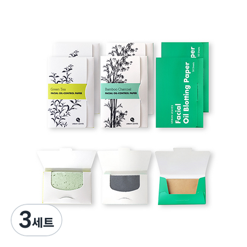 어반리브즈 기름종이 녹차타입 150p + 숯타입 150p + 일반마타입 150p 세트, 3세트