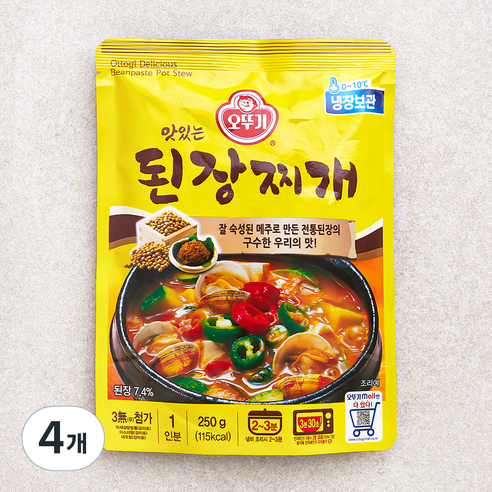 오뚜기 맛있는 된장찌개, 250g, 4개
