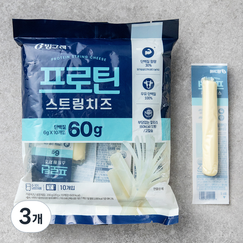 빙그레 프로틴 스트링 치즈, 20g, 10개입, 3개