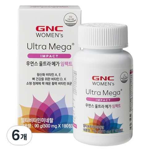 GNC 우먼스 울트라 메가 임팩트 멀티비타민, 180정, 6개