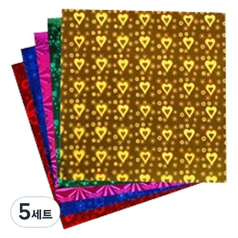 미소로운 홀로그램 이벤트 종이접기 컬러 믹스 10 x 10 cm 100p 세트, 5세트, 5색