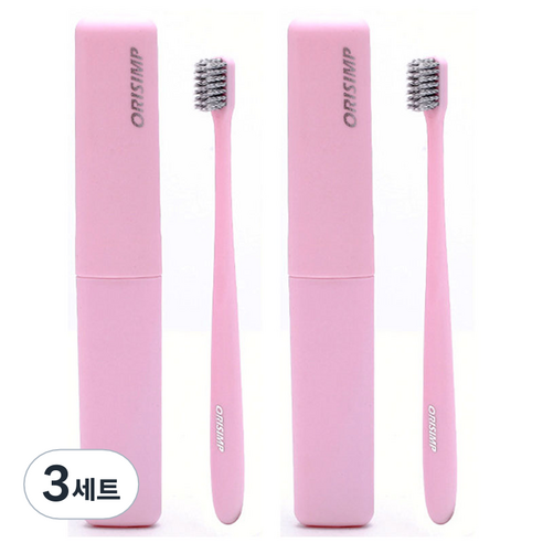 베러바이즈 휴대용 양치 칫솔 2p + 케이스 2p 세트 01 핑크, 3세트