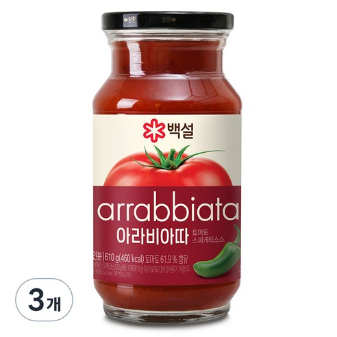 백설 아라비아따 토마토 스파게티 소스, 610g, 3개