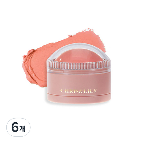크리스앤릴리 돔글 블러셔 11g, CR02 피치코랄, 6개